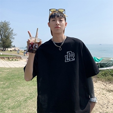 904-XT03-P28夏季美式2023落肩款宽松棉T恤男港风印花宽松短袖，男装T恤，星座904