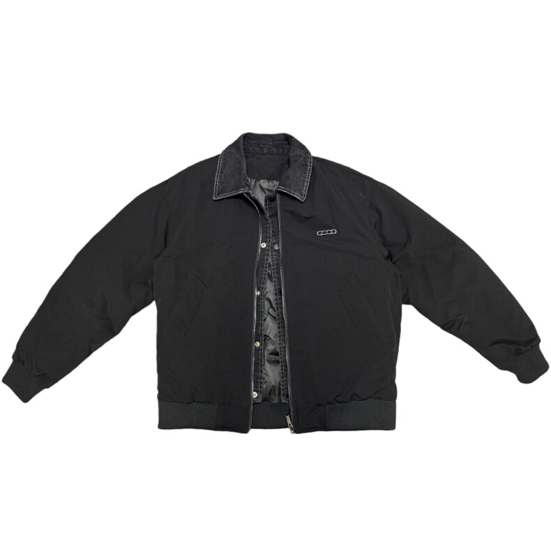 冬季男士假两件棉衣男潮流拼接牛仔双层领棉服外套MY8612-P148,男装棉衣,电商A368
