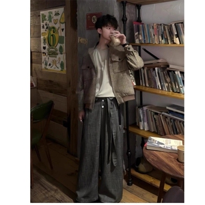 立领潮流常规款法式小香风中性加绒外套男座山雕长袖秋冬宽松型图片