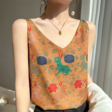 桑蚕丝小吊带背心女外穿2025春季新款美背高级感无袖缎面打底上衣，女装背心吊带，朝贺羊绒