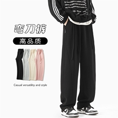 2026春季新款高品质糯米裤男港风弯刀裤直筒长裤K1180-特P50控88，男装休闲裤，电商A001