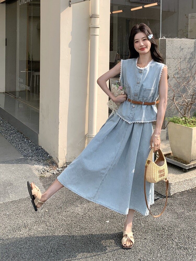2025年夏季新款牛仔三件套2B72-6613-p155控245,女装套装/套裙,乐吉娜