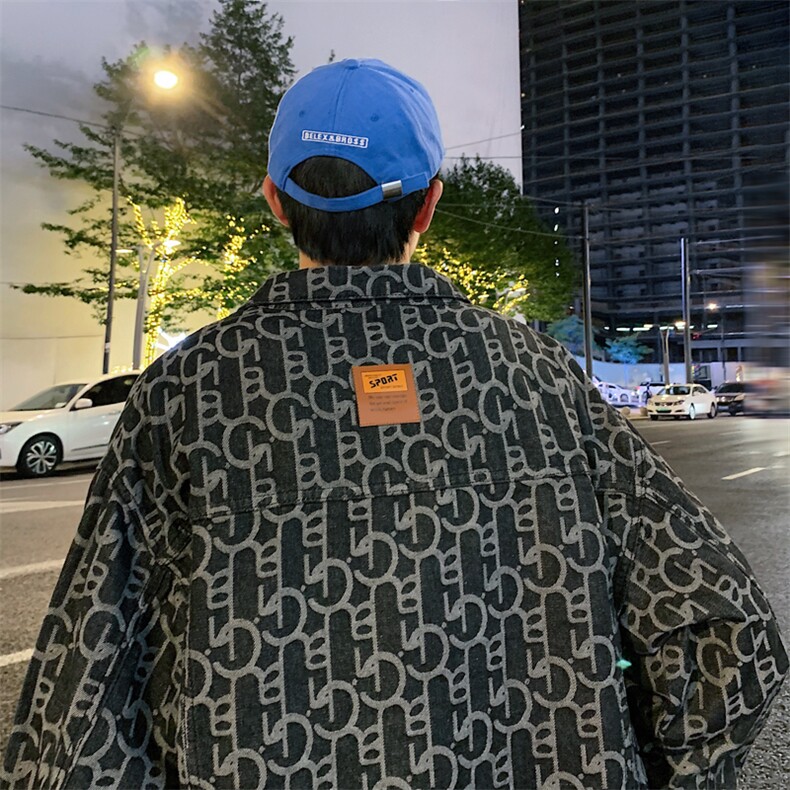 2024美式复古水洗满印牛仔夹克男秋季休闲宽松翻领外套JK866-P70,男装夹克,星座1103-3