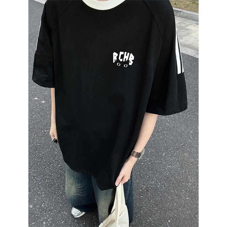 可48小时发货支持抖音得物来样二开重磅美式高街纯棉织带短袖T恤，男装T恤，电商A486