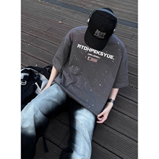 量大优供抖音视频支持得物配合二开美式满天星亮片短袖T恤MTX157，男装T恤，电商A486