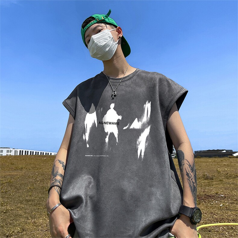 量大优供视频得物直播品230克夏季麂皮绒背心无袖T恤BJ265,男装背心/马甲,电商A486