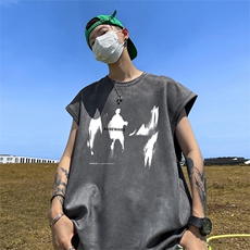 量大优供视频得物直播品230克夏季麂皮绒背心无袖T恤BJ265，男装背心/马甲，电商A486