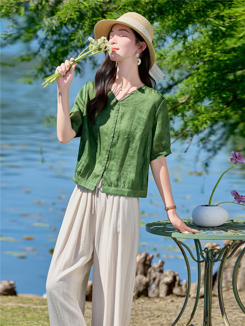 现货.苎麻.新品2026年夏季时尚品质女士两件套套装,女装套装/套裙,依万里