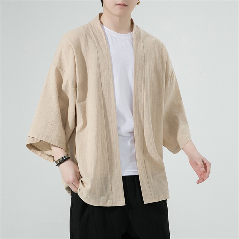2023风春夏棉麻披风开衫男宽松防晒服小众风衣A203-666特p25,男装防晒衣,星座815（原A203）