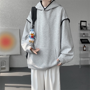 WY10155-特P48 控88新款连帽贝壳绣花麦穗提花大码男宽松情侣卫衣图片