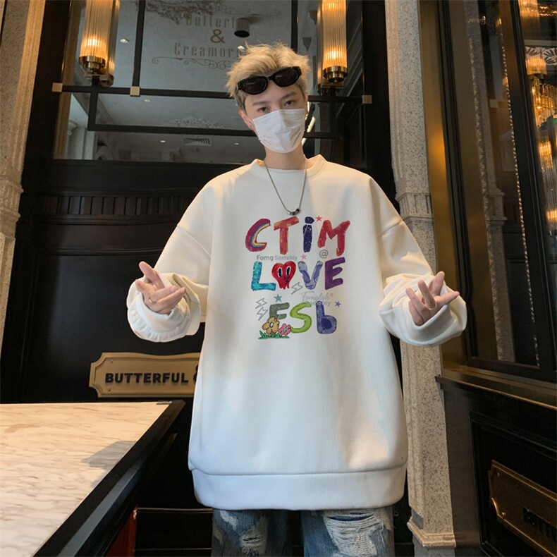 华夫格！华夫格上衣男圆领华夫格卫衣男大码长袖t恤男HY249-特P23图片