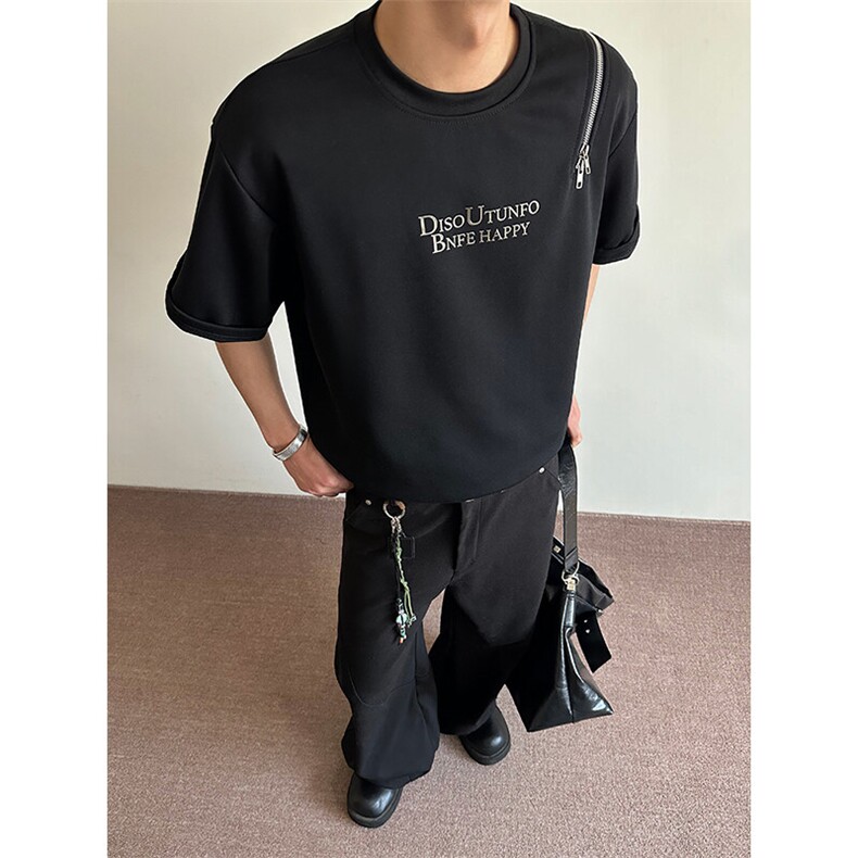 wassuphappy美式短袖t恤男夏季潮流高街字母上衣宽松休闲五分袖,男装T恤,电商A003