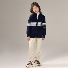 保暖儿童羊毛开衫男女童秋冬必备舒适百搭黄色条纹品质羊毛材质，童装儿童羊毛衫，暖钟情羊绒