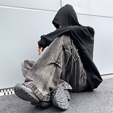 美式高街牛仔裤男韩版潮流褶皱帅2025春季新款ins长裤RK1331-P51，男装牛仔裤，星座412-2