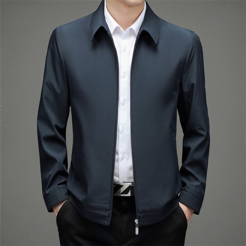 新款中长款夹克外套翻领夹克中年拉链上衣爸爸男装ZL28801-P135,男装夹克,电商B212（原钱塘6029）