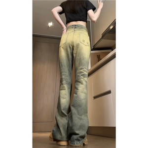 抖音品质春季新款美式高街复古微喇牛仔裤B315-K24017-P60控78