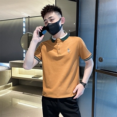 2024小人刺绣小伙风短袖T恤痞帅时尚翻领Polo衫T0267-P50，男装T恤，电商D342