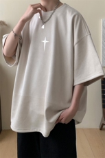 ！2025夏季新款男士银色字母印花情侣短袖T恤TL2410特P19控38，男装T恤，电商B220