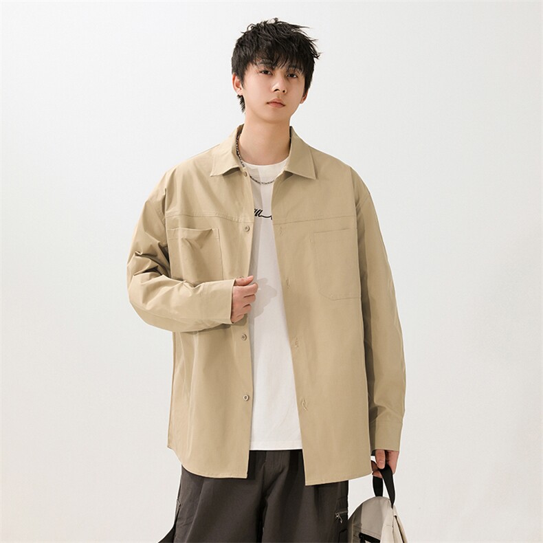 主推2026年春秋轻薄翻领工装休闲夹克衬衫外套2405-P48,男装夹克,电商A161