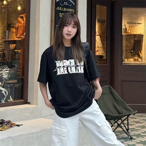万针全刺绣工艺抖音得物高品质260克重磅纯棉双纱美式高街短袖T恤图片