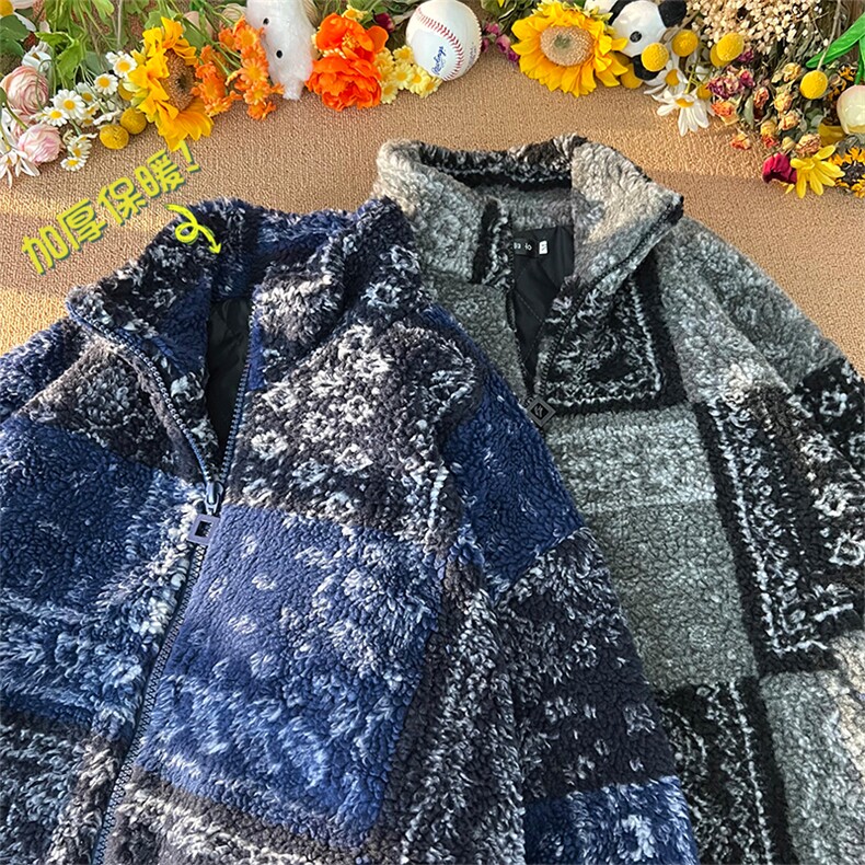 现货~新款500克加厚腰果花羊羔绒立领棉服情侣男女MY99-P120,男装棉衣,电商A021