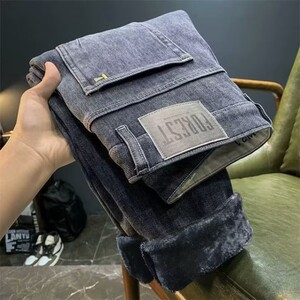 1506-1/KA1891加绒/P56男裤新款加绒牛仔裤男修身小脚百搭韩版男图片