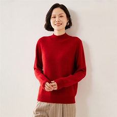 秋冬季新款舒适显瘦时尚百搭七针半高领35%羊绒衫，女装羊绒衫，伊绒腾羊绒