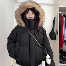 现货三防重磅硬挺boxy短款羽绒棉衣座山雕大毛毛领PU皮棉服外套冬，男装棉衣，电商A443