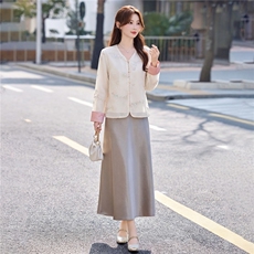 主推现货重工艺新款新中式春夏提花刺绣设计感时尚气质减龄两件套，女装套装/套裙，韩美纤衣