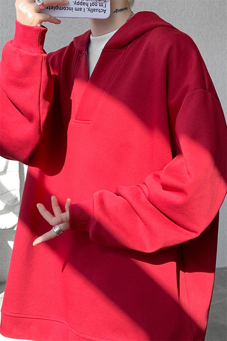 8XL-M叠穿假两件卫衣重磅连帽V领拼接套头衫宽松大码外套WY006P65,女装短外套,电商B312