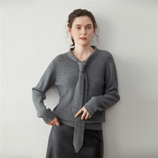 2025年秋季新款百搭女士胸口蝴蝶结领带款，女装羊绒衫，蒂暖羊绒