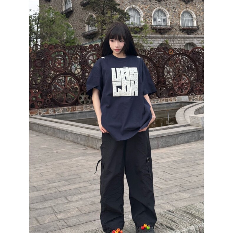 H0889-P35原版工艺刺绣+钉珠230克情侣款休闲宽松短袖T恤,女装T恤,星座617A-2