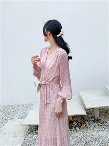 【现货】夏季碎花雪纺连衣裙图片