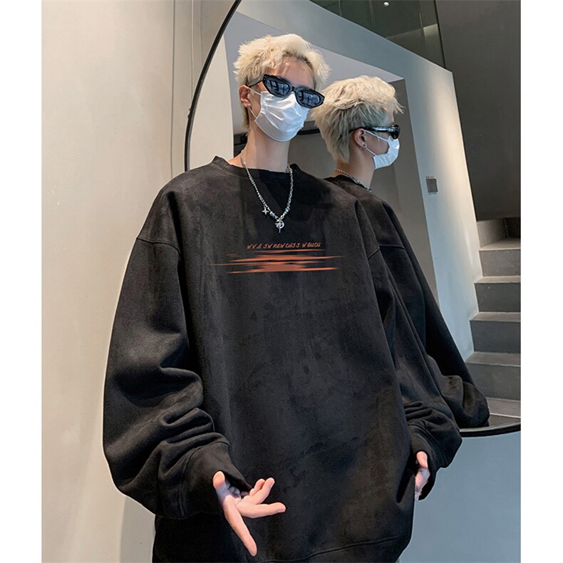 抖音得物供货提供视频秋冬重磅美式麂皮绒圆领卫衣JY334,男装卫衣,电商A486
