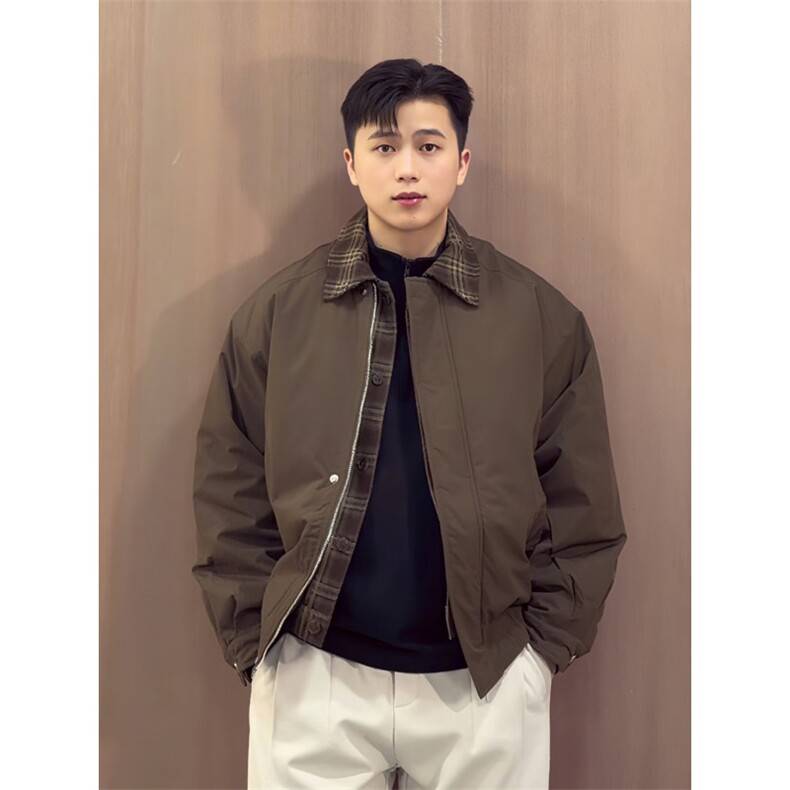 现货美式宽松假两件三防夹棉加厚翻领棉服6106特P85,男装棉衣,星座205-3