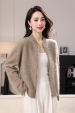 2025年秋季时尚百搭通勤简约休闲拉链开衫，女装羊绒衫，梦织秋羊绒