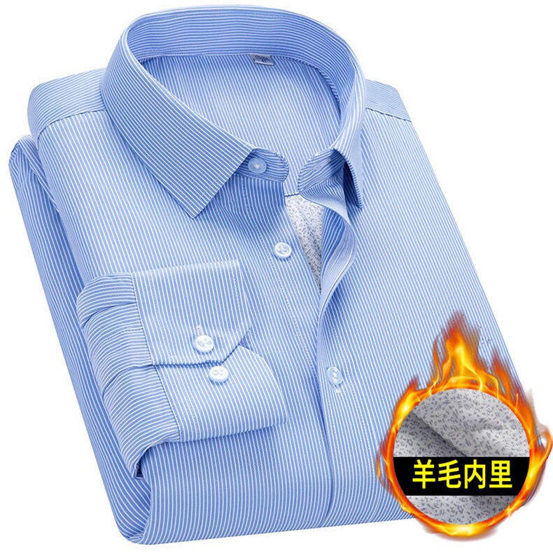 男装衬衫F83159主推款羊毛填充衬衫羊毛内里条纹格正装商务图片