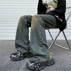 美式高街牛仔裤男韩版潮流染黄泥2024秋冬新款ins长裤RK1098-P41图片