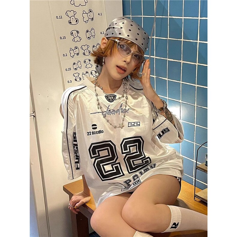 网图现货夏季设计感小众美式印花字母球衣宽松短袖T恤T0172/P35,男装T恤,星座205-3