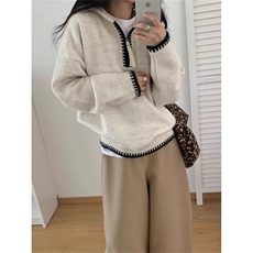 H2310-P63欧洲站2025秋冬新款女潮懒散风宽松颗粒绒半拉链连帽，男装卫衣，电商B323A