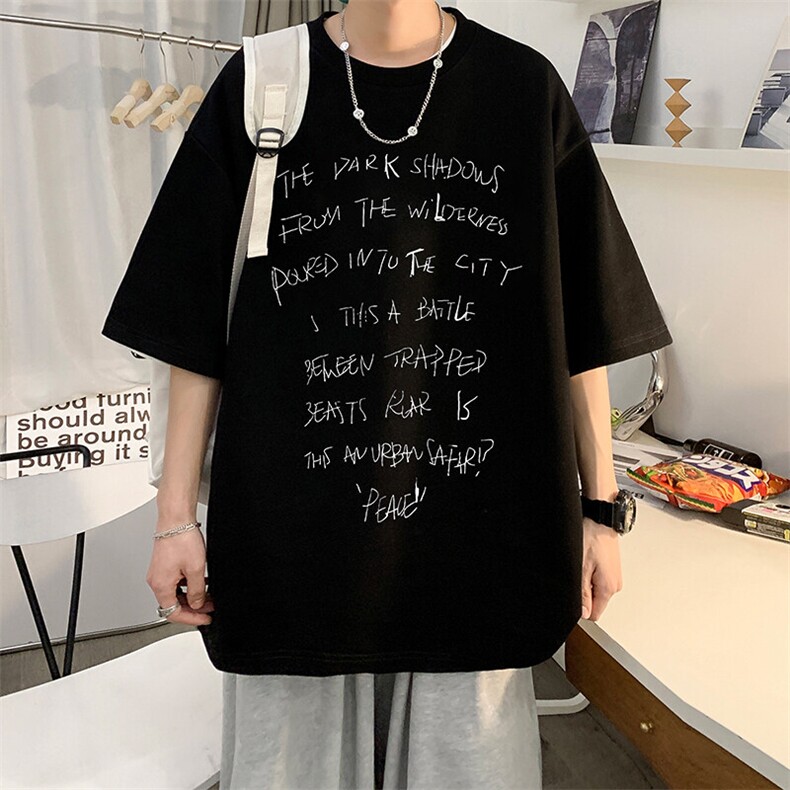 抖音得物二开现货220克夏装重磅美式高街宽松短袖t恤MT154,男装T恤,电商A486-1