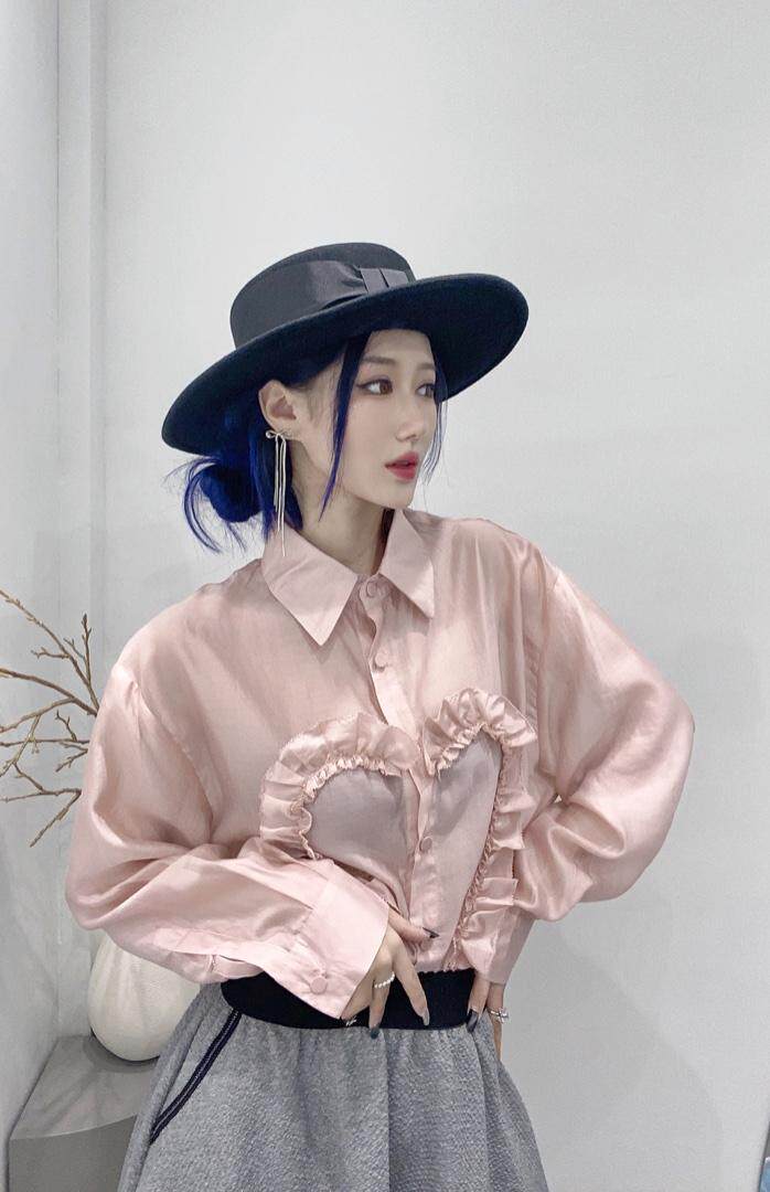 现货，秋装爱心衬衫，女装衬衫，坚持到底