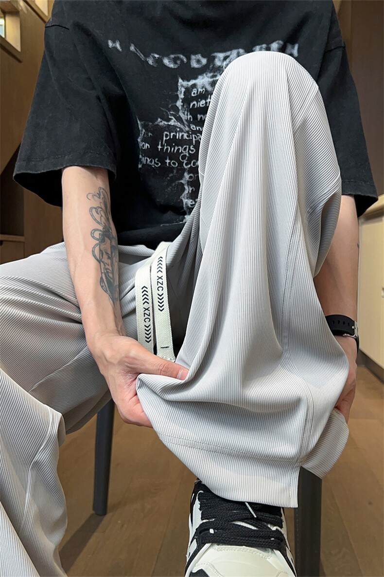X2395-TP35控价58夏季2024肌理纹冰丝裤宽松薄款垂感休闲裤男,男装休闲裤,电商A102-1