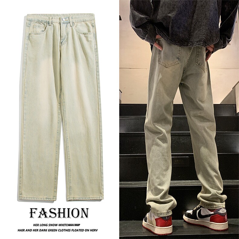 现货S-5XL 加肥加大码黄泥色直筒牛仔裤男 310A-2 BK205 P50 控78图片