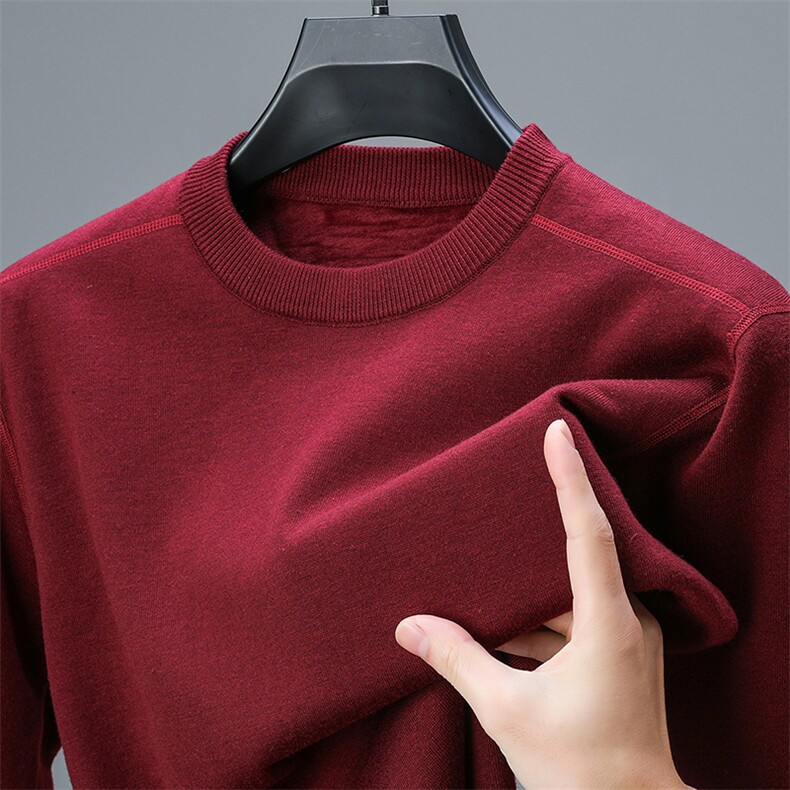 半高领纯色长袖T恤男士春秋季中领含羊毛休闲内搭针织打底衫上衣图片