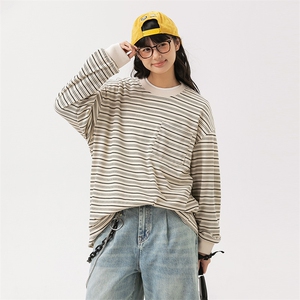 2026春季新款男装日系潮牌宽松条纹卫衣开衫休闲外套WY568-F65图片