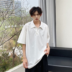 夏季新中式翻领短袖衬衫潮牌港风宽松休闲衬衣845P38，男装衬衫，电商A458A