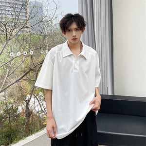 夏季新中式翻领短袖衬衫 潮牌港风宽松休闲衬衣845 P38图片