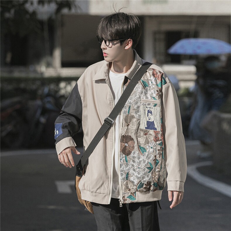 1CityBoy刺绣拼接夹克女大码情侣夹克男潮外套男JK7711P75控108,男装夹克,星座226-2