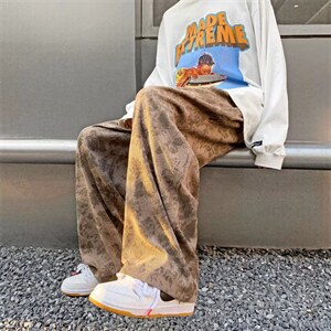 垂坠感vibe风裤子男痞帅直筒裤高街ins宽松拖地休闲长裤k7702-p33图片